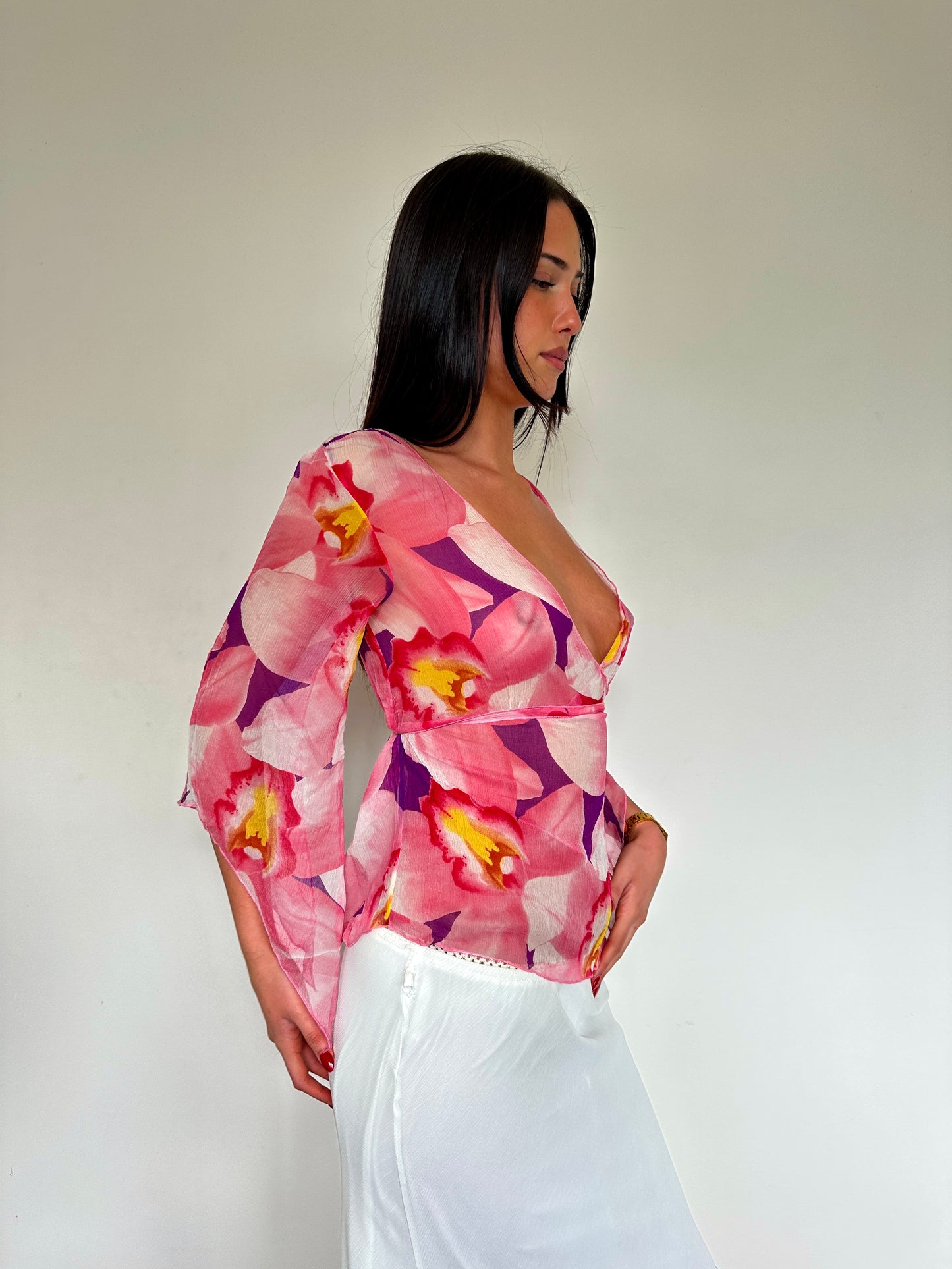 3/4 Sleeve Floral Blouse