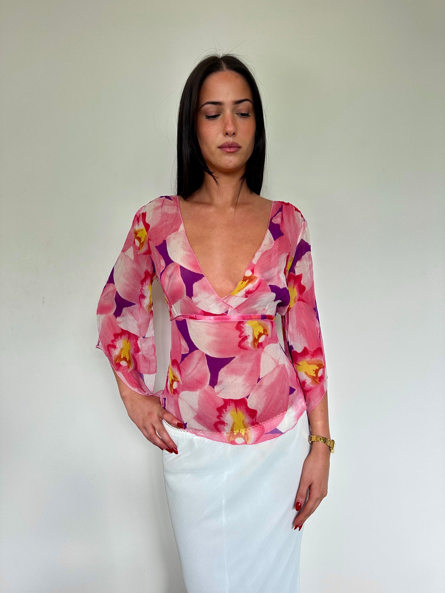3/4 Sleeve Floral Blouse