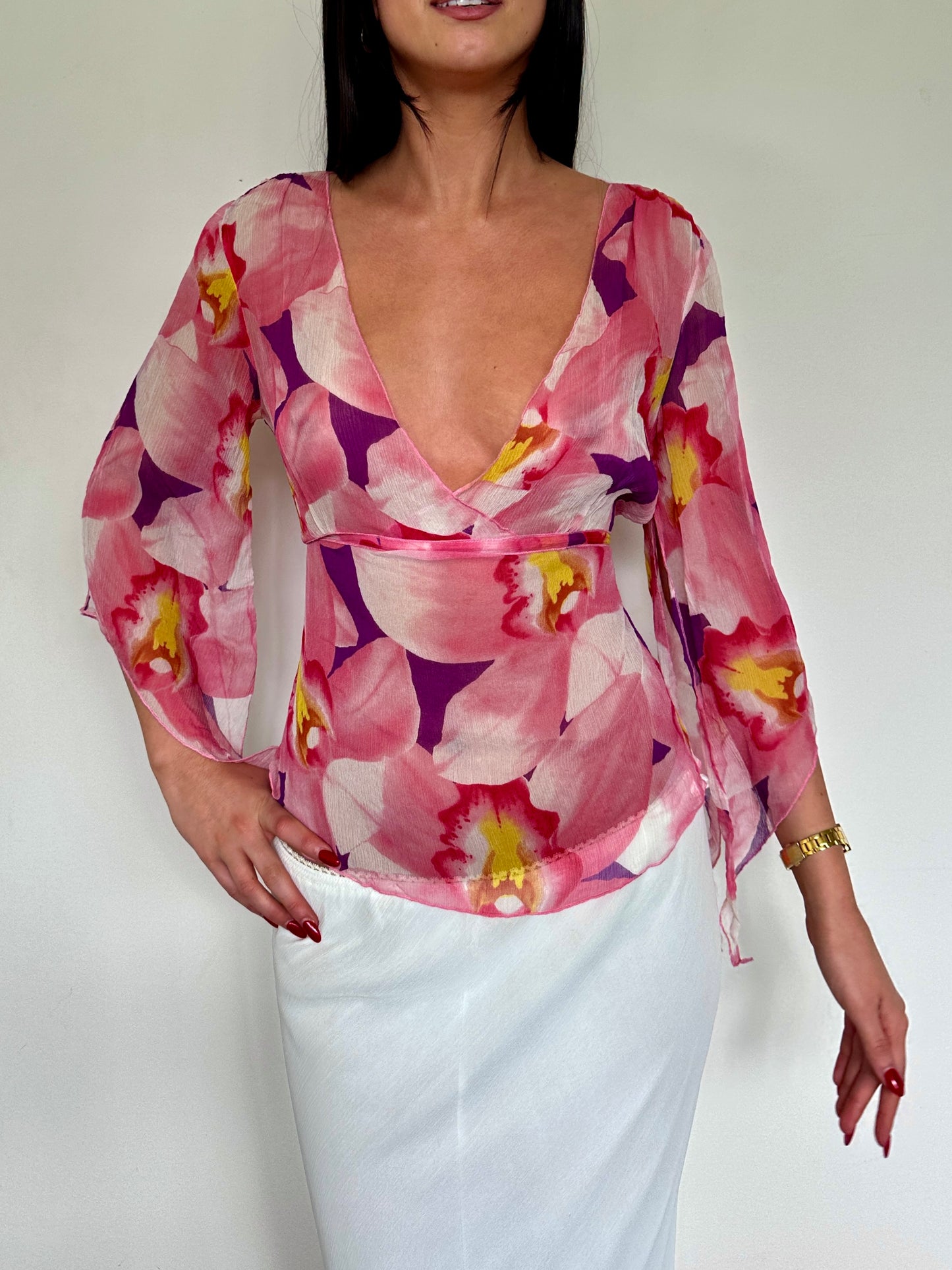 3/4 Sleeve Floral Blouse